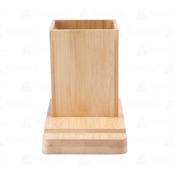 Conjunto com suporte para celular e copo personalizado em bambu